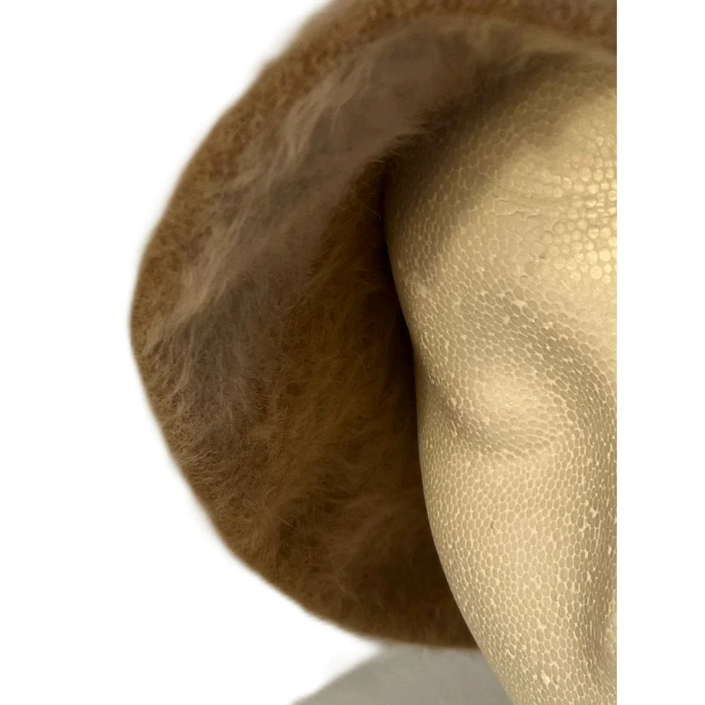 Vintage Kangol Angora Rabbit Fur Hat Made in England Furgora Tan Bucket Fuzzy - Picture 5 of 8